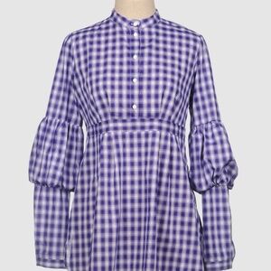 NWT! Brian Dales Checkered Top With Puff Sleeves Small YOOX IT 42, US 4-6